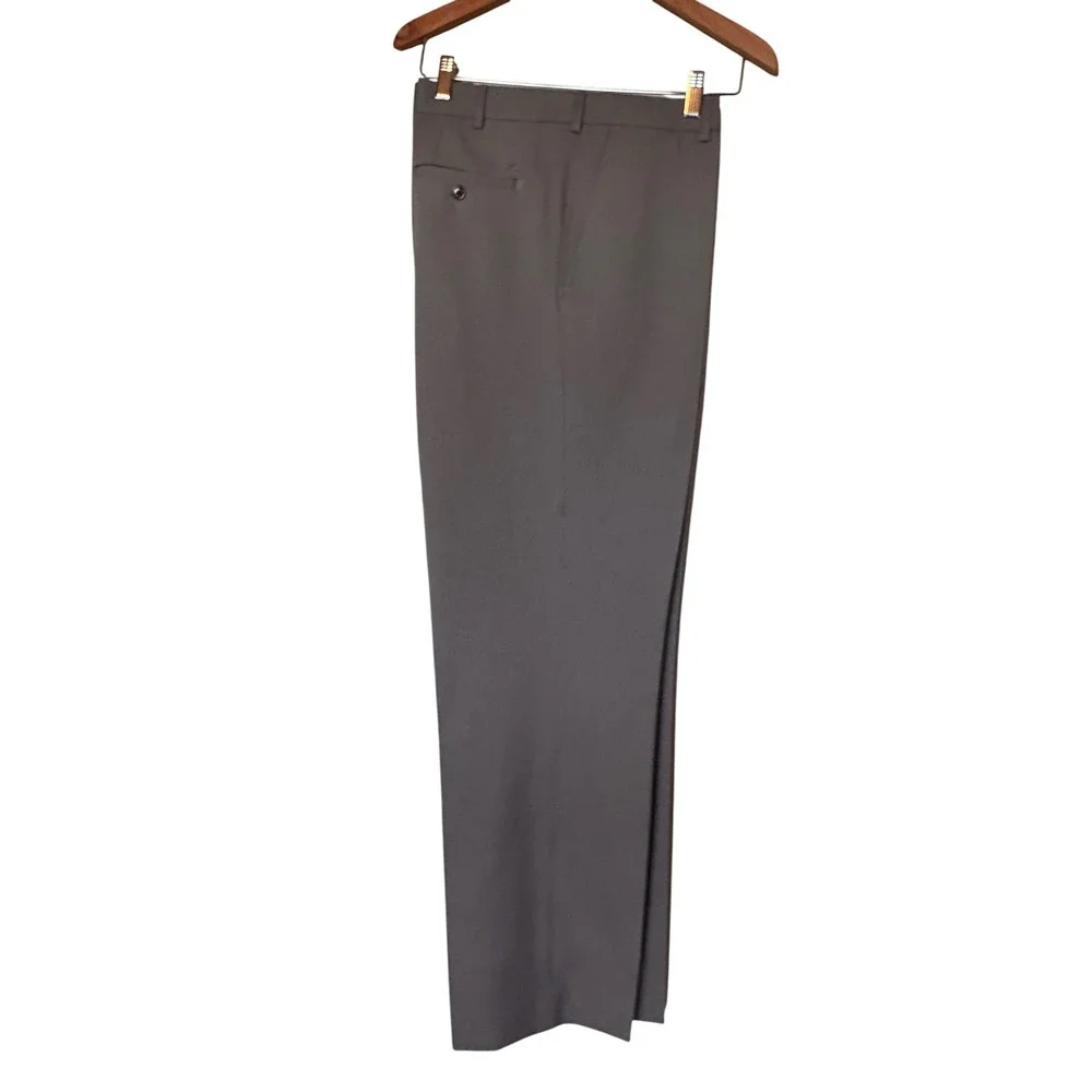 Peter Millar Crown Sport Men 40x30 Gray Flat Front Golf Dress Pants Tailored Fit